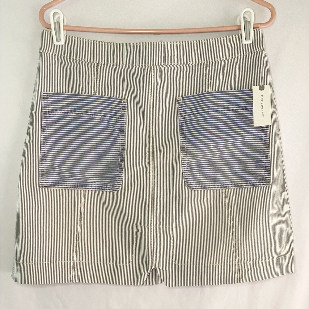 NWT Anthropologie PILCRO Blue & White Striped Skirt. Size 8